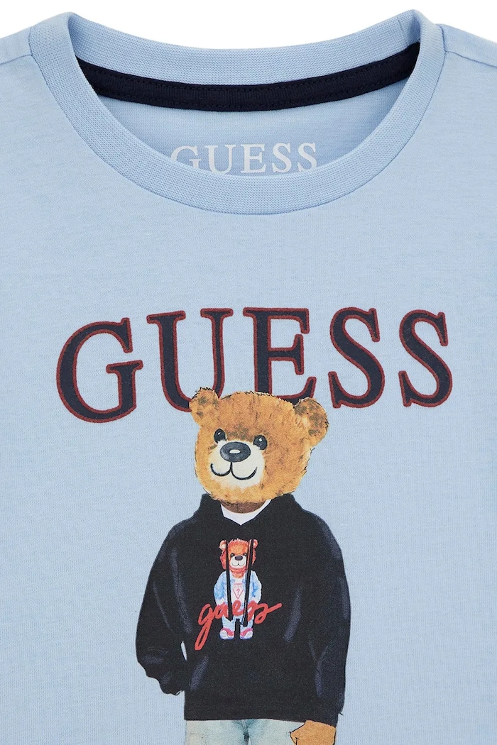 Chłopiec Guess T-shirt dziecięcy bawełniany N6YI05.K3792.9BY2 niebieski