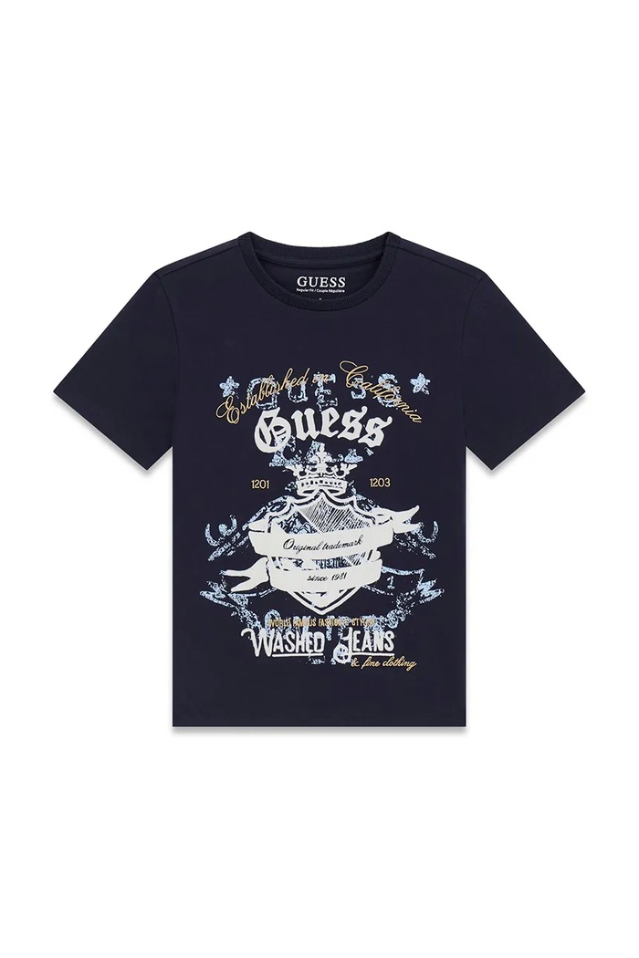 Guess T-shirt dziecięcy bawełniany granatowy L6YI25.K3764.9BY2