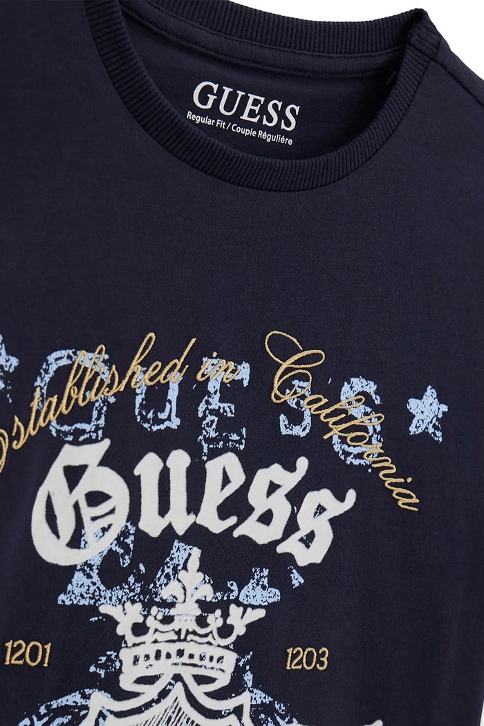 Chłopiec Guess T-shirt dziecięcy bawełniany L6YI25.K3764.9BY2 granatowy