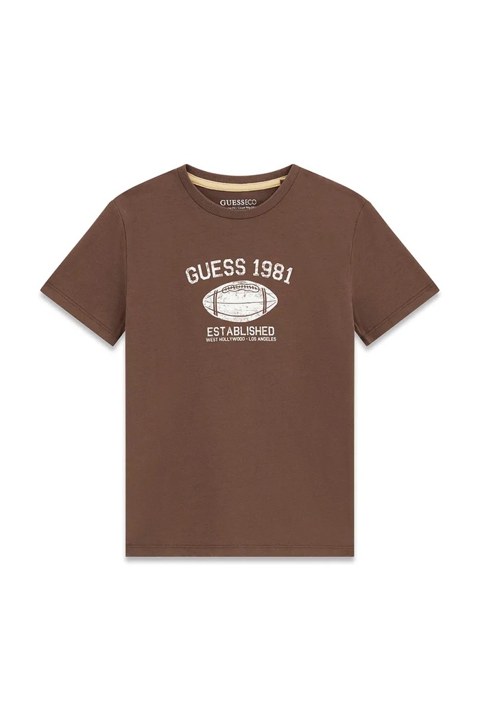 Guess T-shirt dziecięcy bawełniany brązowy L6YI05.K3711.9BY2