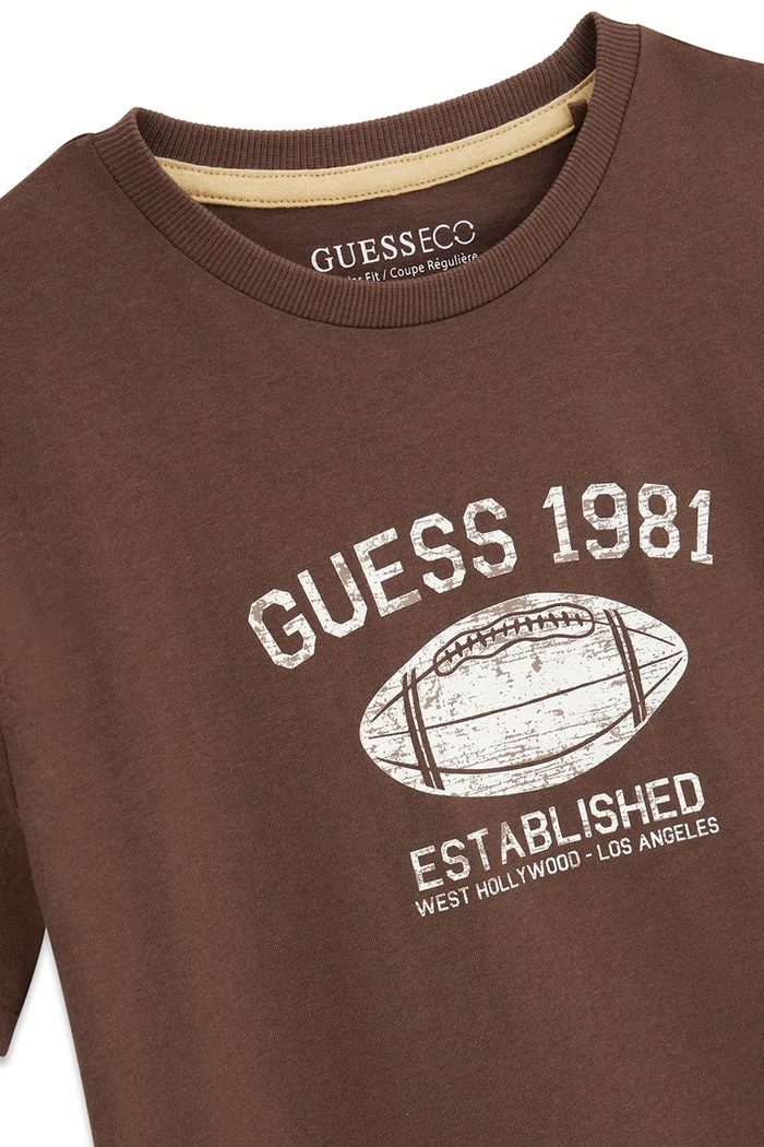 Chłopiec Guess T-shirt dziecięcy bawełniany L6YI05.K3711.9BY2 brązowy