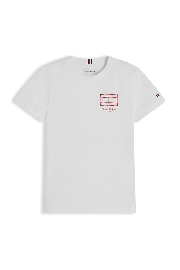 Tommy Hilfiger T-shirt dziecięcy bawełniany KB0KB10590.128.176.9BY2 biały AW26