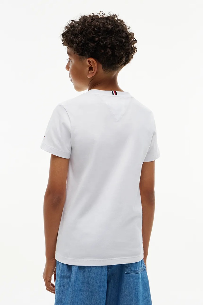 Chłopiec Tommy Hilfiger T-shirt dziecięcy bawełniany KB0KB10590.128.176.9BY2 biały