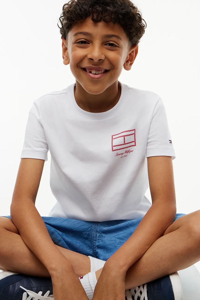 T-shirt dziecięcy bawełniany Tommy Hilfiger biały KB0KB10590.128.176.9BY2
