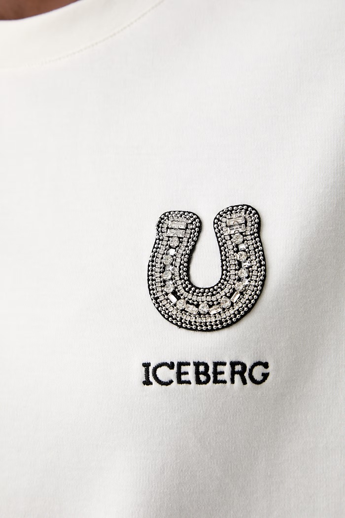 Iceberg T-shirt damski bawełniany FR03.6308 beżowy