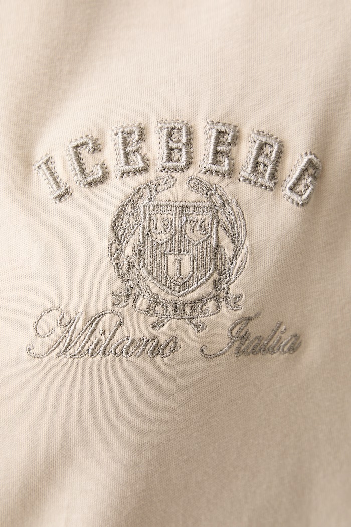 T-shirt damski bawełniany Iceberg beżowy FR04.6325