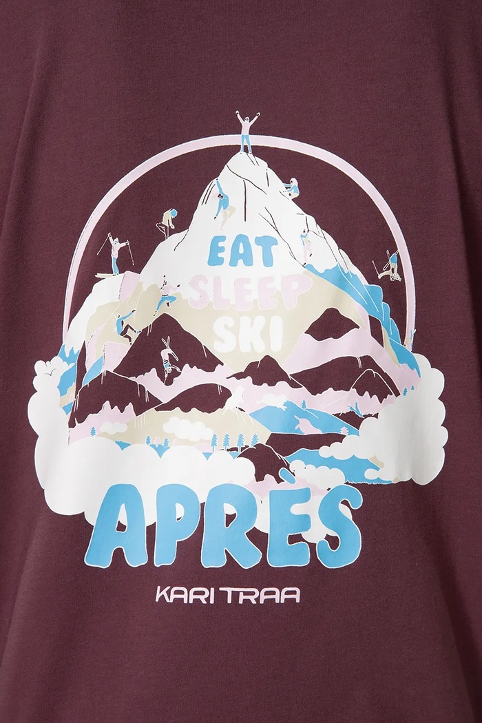 Odzież Kari Traa T-shirt damski z bawełną 624028 bordowy