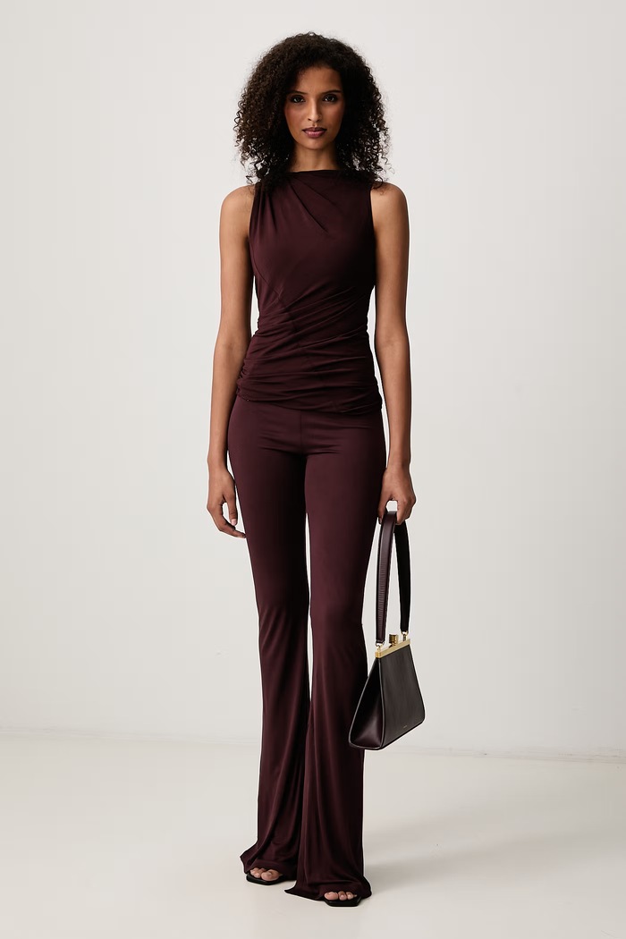 Rick Owens Lilies Luna top z wiskozą damski LI02F2109.JVCR bordowy AW26