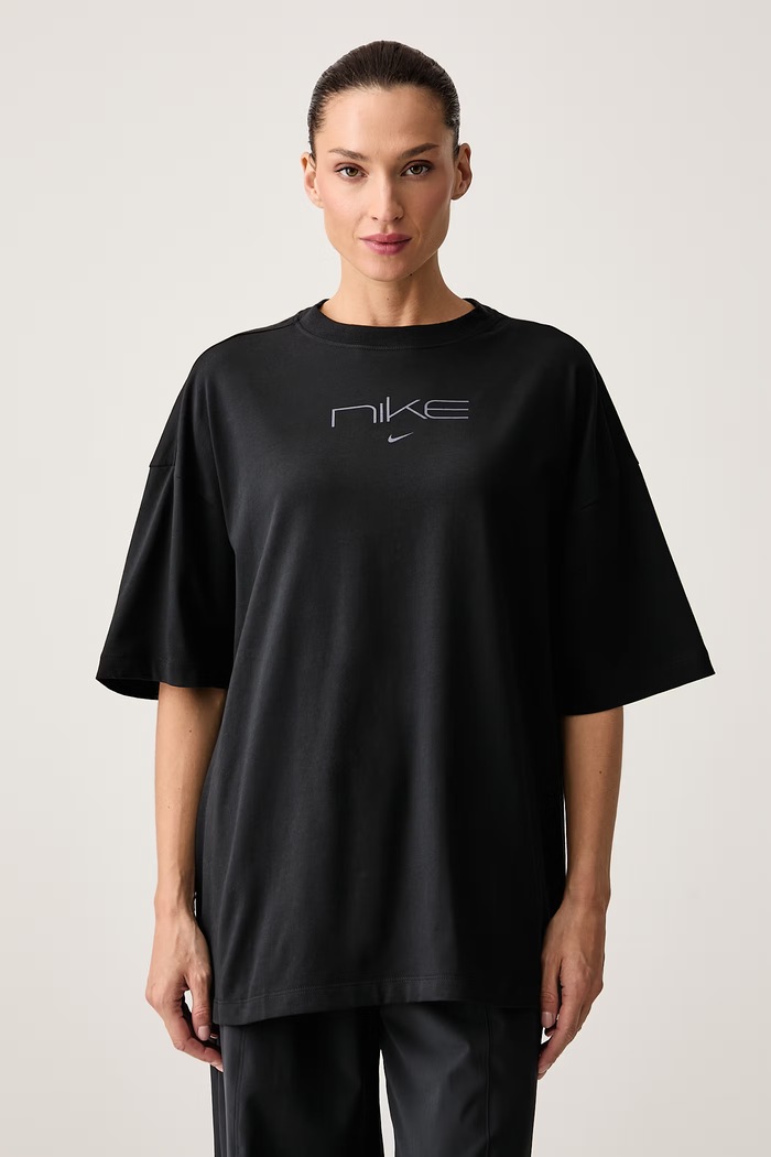 Odzież Nike T-shirt treningowy damski z bawełną Dri-FIT IX7336.010 czarny