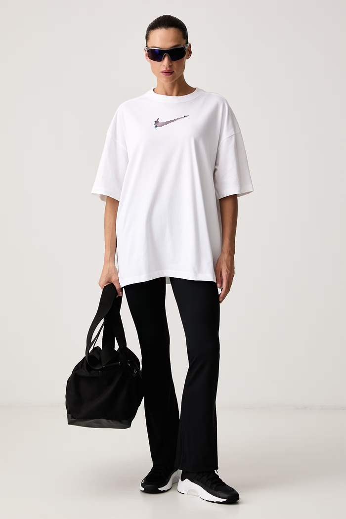 Nike T-shirt treningowy damski z bawełną IX7338.100 biały AW26