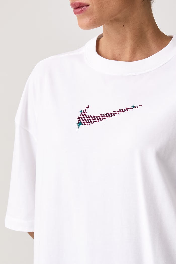 T-shirt treningowy damski z bawełną Nike IX7338.100 biały