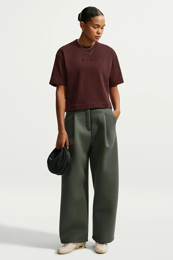 Nike Sportswear T-shirt oversize damski bawełniany bordowy IO7462.658