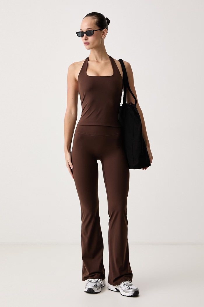 Le Privé Top sportowy HALTER LONG TANK BRUN LP00892 brązowy AW26