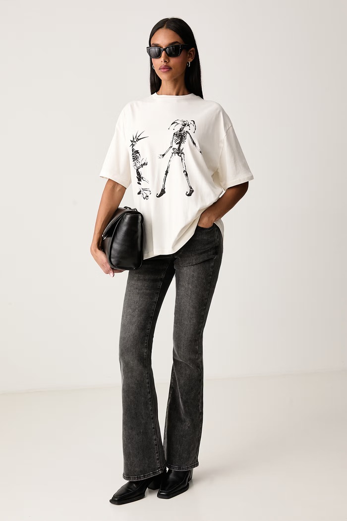 The Ragged Priest T-shirt oversize damski bawełniany RPHS261018JS beżowy AW26
