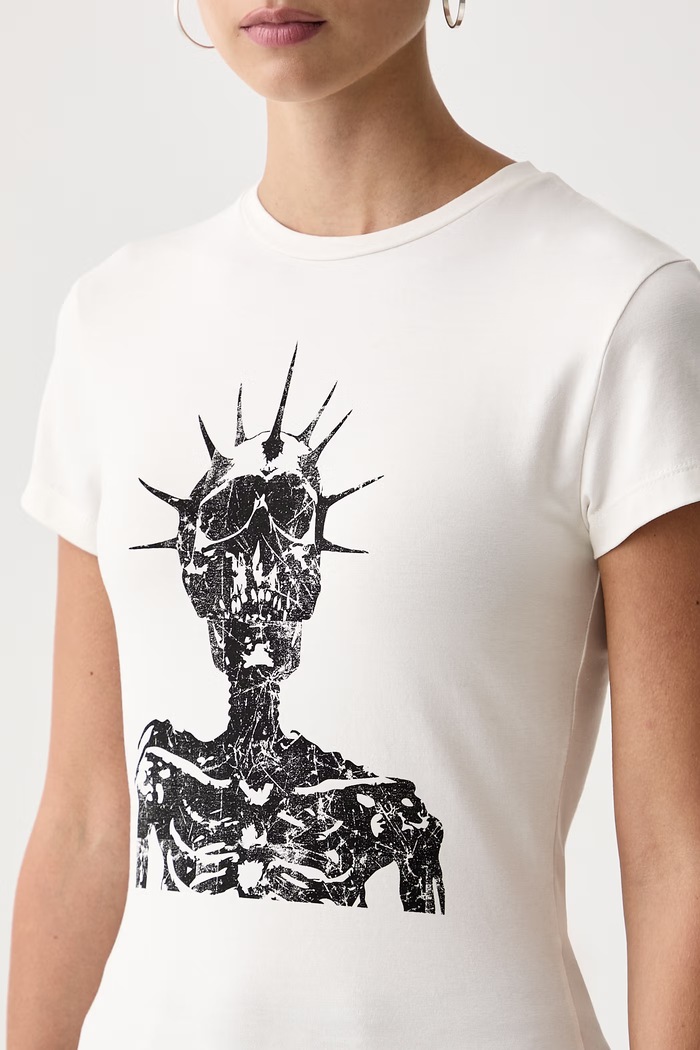 T-shirt damski bawełniany z elastanem The Ragged Priest RPHS261025JS beżowy