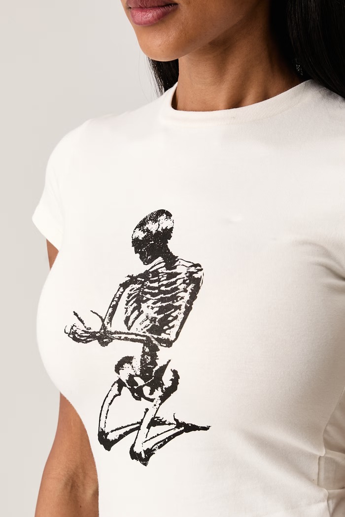 T-shirt damski bawełniany z elastanem The Ragged Priest RPAW261055JS beżowy