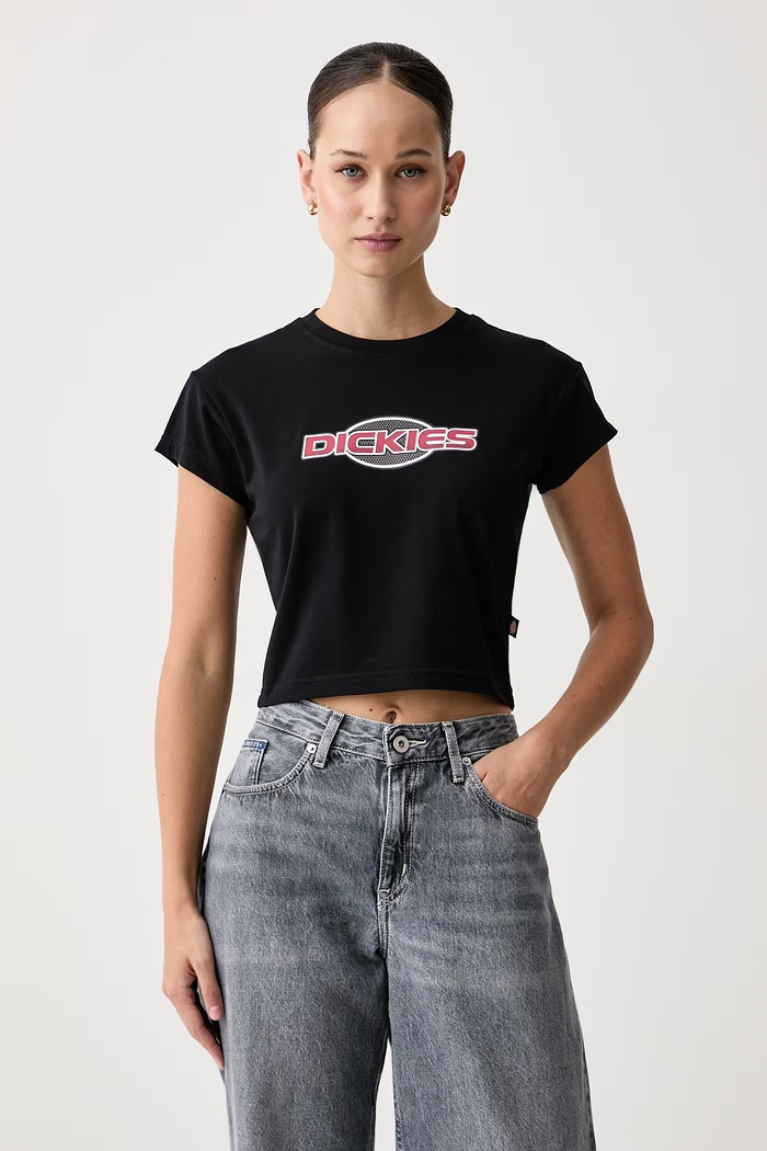 Dickies T-shirt damski bawełniany z elastanem czarny DK0A8CHOBLK1