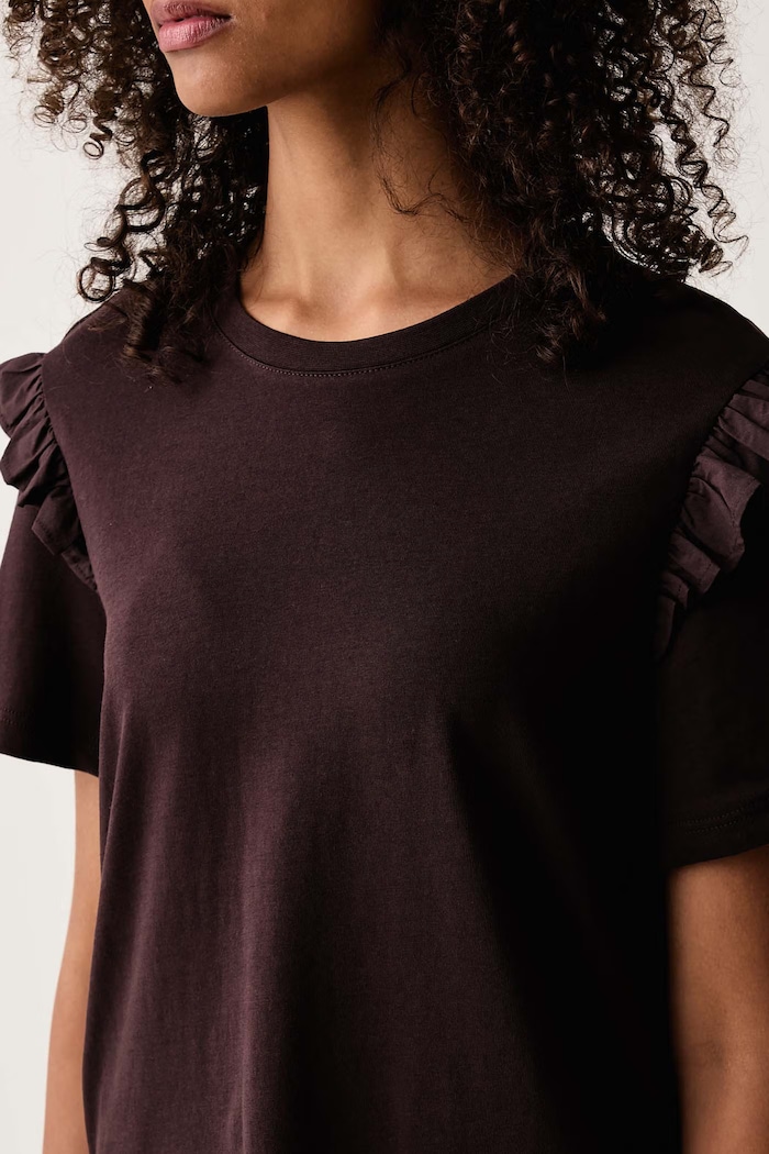 T-shirt damski bawełniany Marc O'Polo 5000010177 bordowy