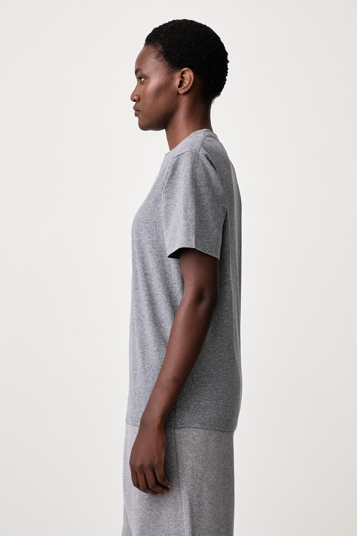 Serif Logo T-shirt bawełniany damski Sporty & Rich TO11984300GY34 szary