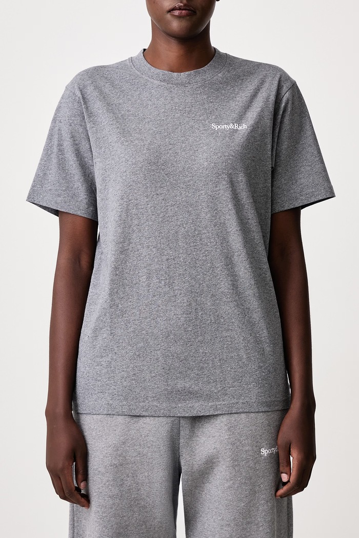 Serif Logo T-shirt bawełniany damski Sporty & Rich szary TO11984300GY34