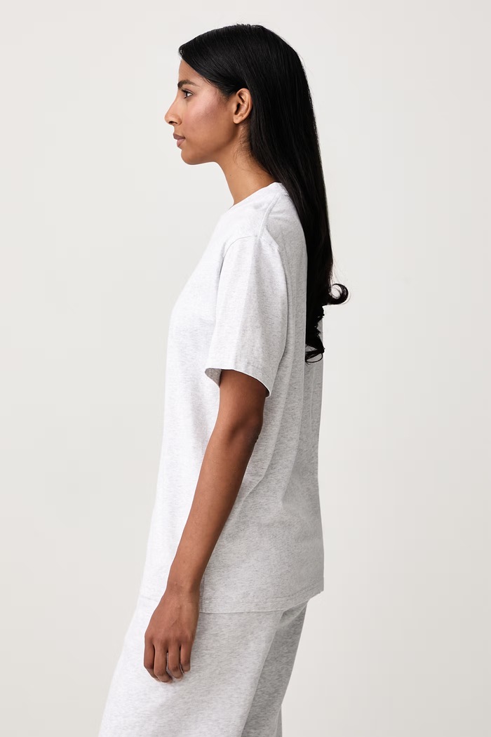 Serif Logo T-shirt bawełniany damski Sporty & Rich TO11984300GY03 szary