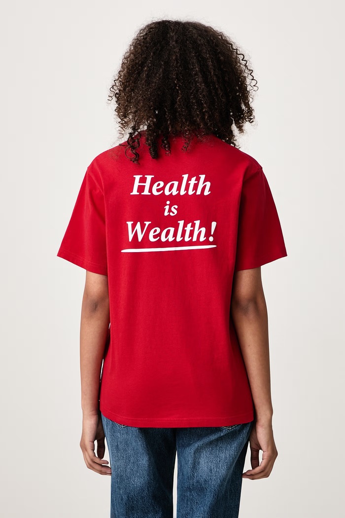 Sporty & Rich Health is Wealth T-shirt bawełniany damski czerwony TO11985300RE15