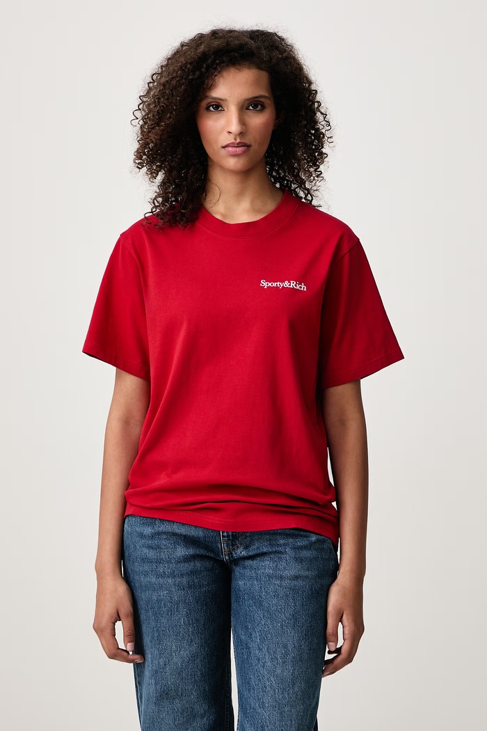 Odzież Sporty & Rich Health is Wealth T-shirt bawełniany damski TO11985300RE15 czerwony