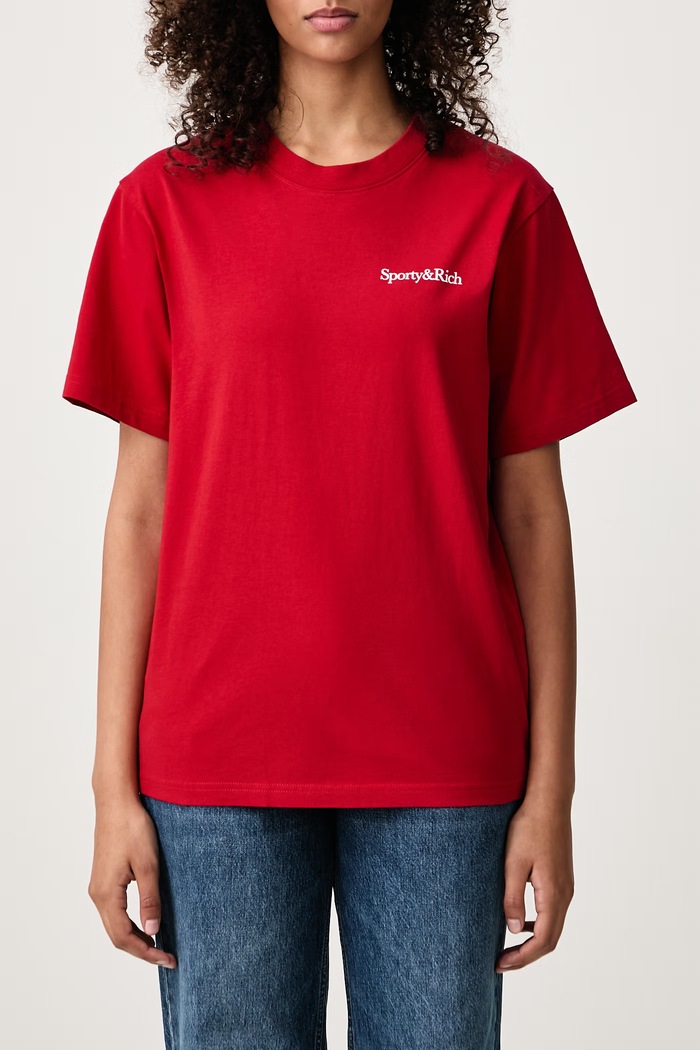 Health is Wealth T-shirt bawełniany damski Sporty & Rich czerwony TO11985300RE15