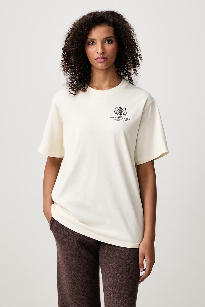 Odzież Sporty & Rich SR Hotel T-shirt bawełniany damski TO11985276WH06 beżowy