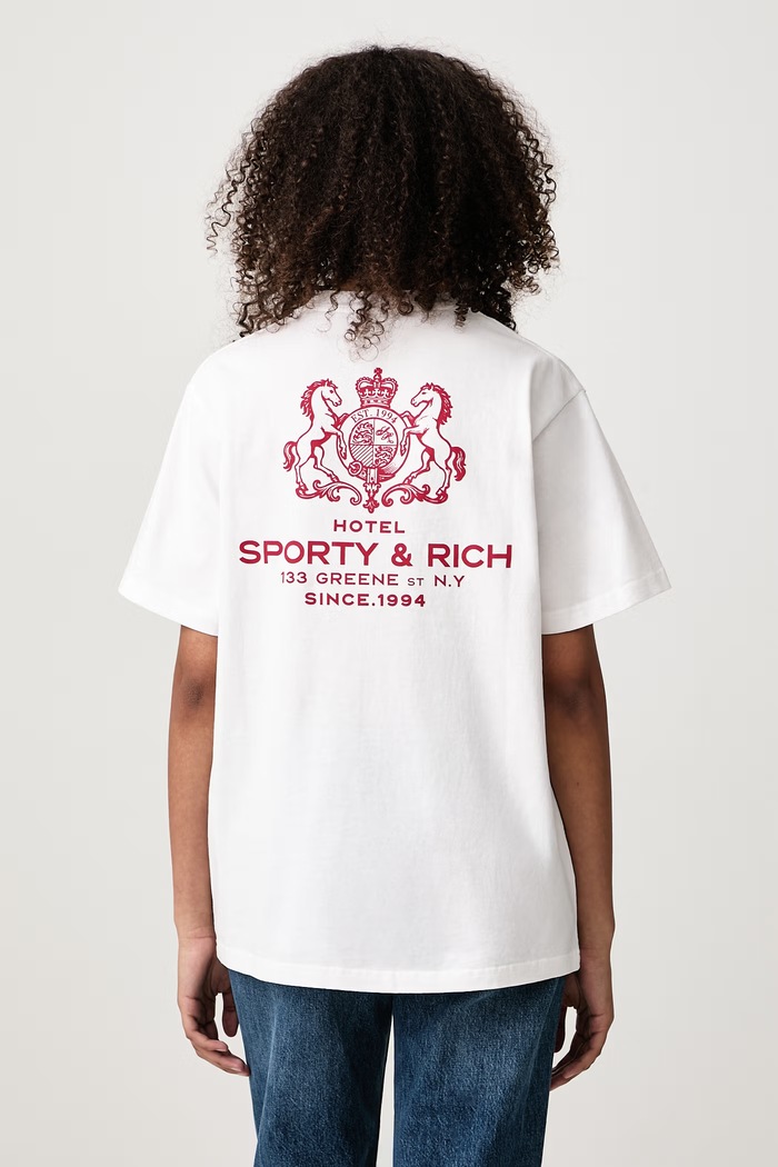 Sporty & Rich SR Hotel T-shirt bawełniany damski biały TO11985276WH01