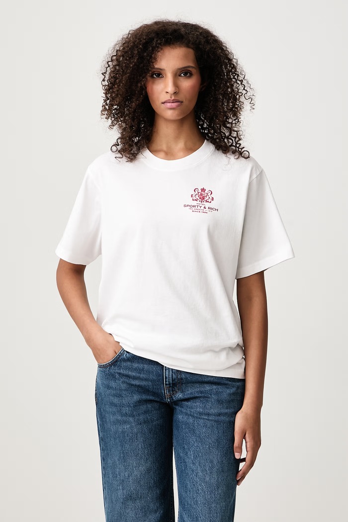 Odzież Sporty & Rich SR Hotel T-shirt bawełniany damski TO11985276WH01 biały
