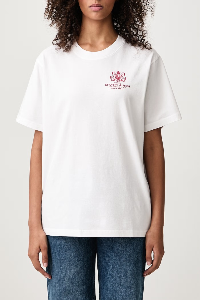 SR Hotel T-shirt bawełniany damski Sporty & Rich biały TO11985276WH01