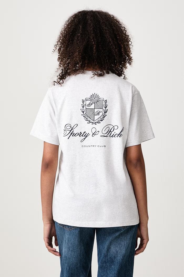 Sporty & Rich Club Script T-shirt damski szary TO11985274GY03