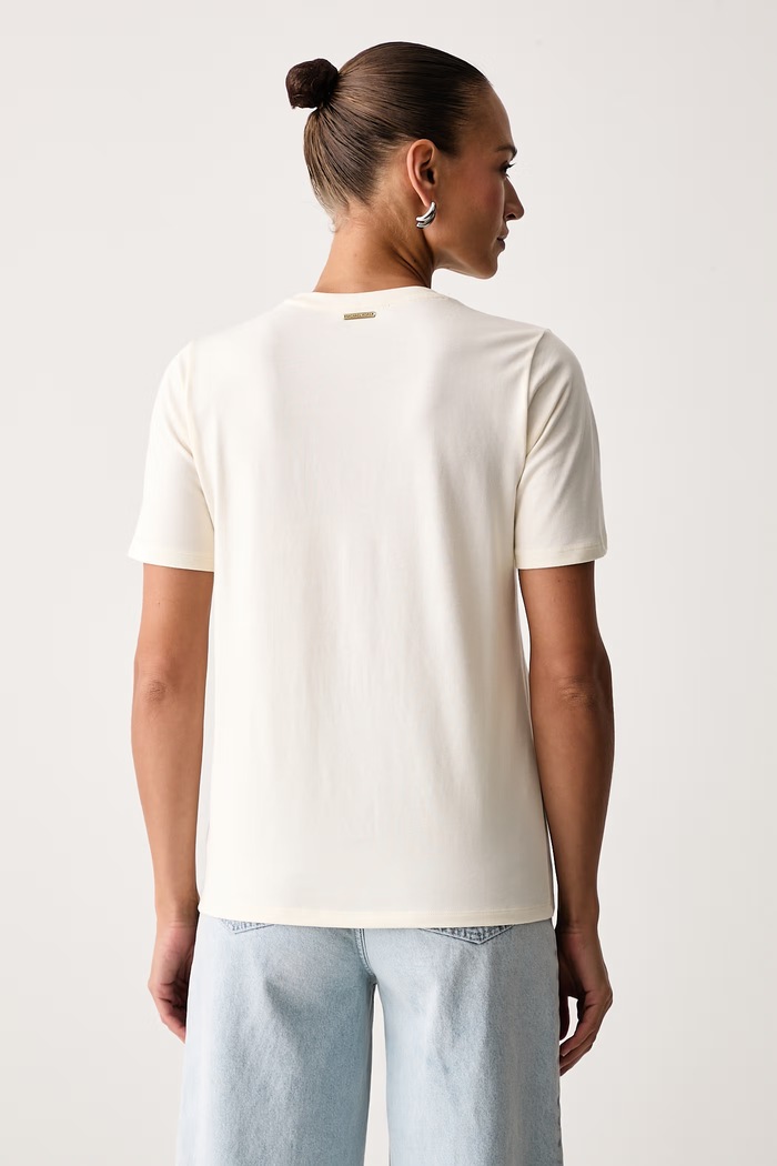 Odzież MICHAEL Michael Kors T-shirt damski bawełniany MF6528D97J beżowy