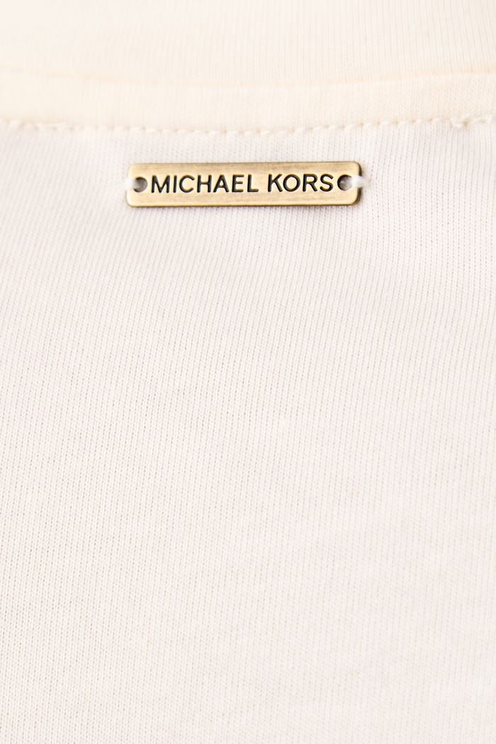 T-shirt damski bawełniany MICHAEL Michael Kors beżowy MF6528D97J