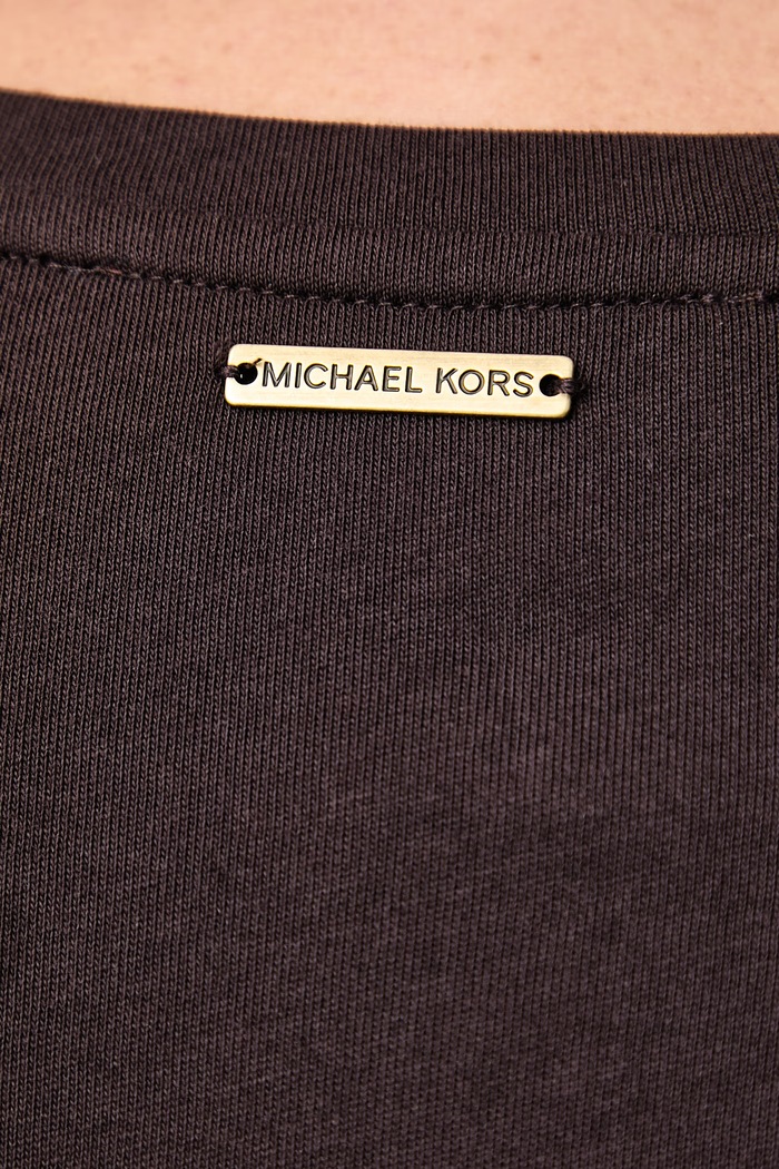 T-shirt damski bawełniany MICHAEL Michael Kors brązowy MF6528D97J