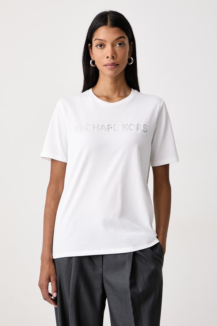 MICHAEL Michael Kors T-shirt damski bawełniany biały MF6528F97J