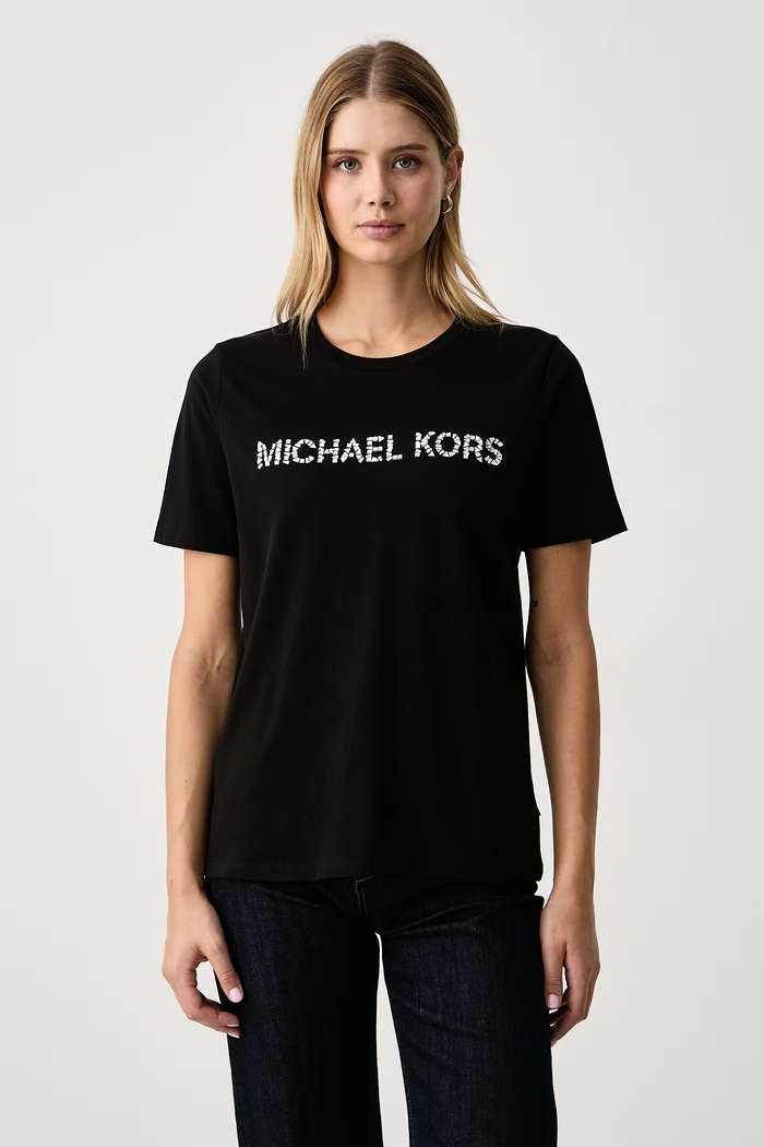 MICHAEL Michael Kors T-shirt damski bawełniany czarny MF6528F97J