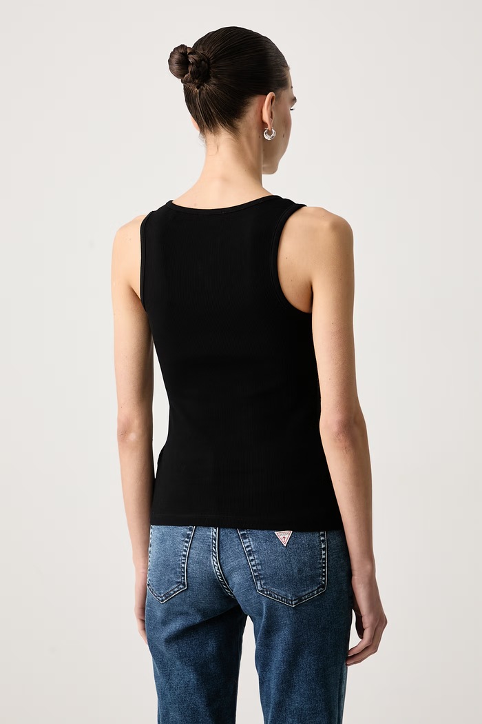 Odzież Guess Jeans Top damski bawełniany z elastanem W6BP03.K5467 czarny