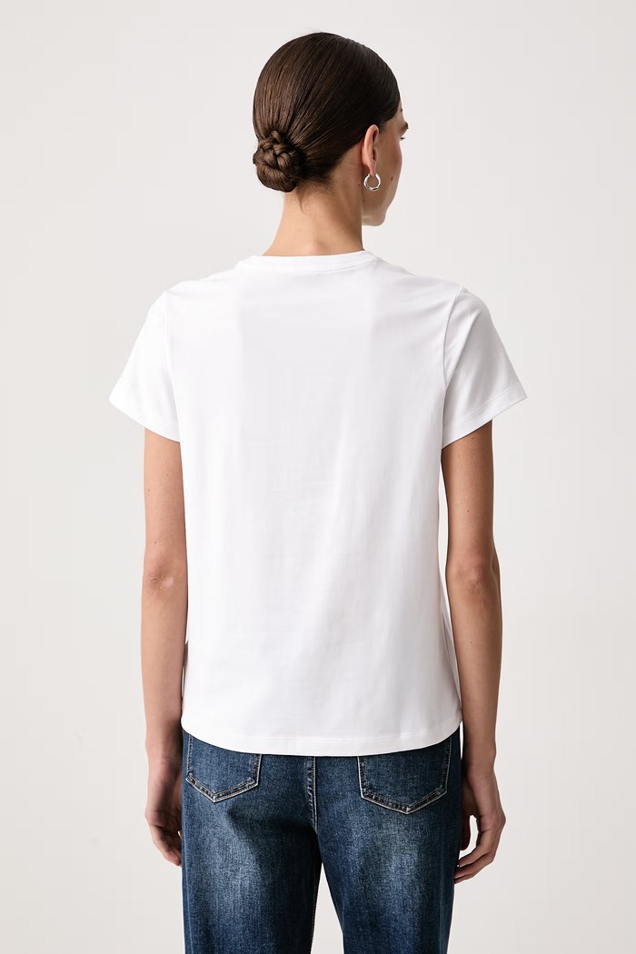 Guess Jeans T-shirt damski bawełniany z elastanem W6BI15.K5599 biały AW26