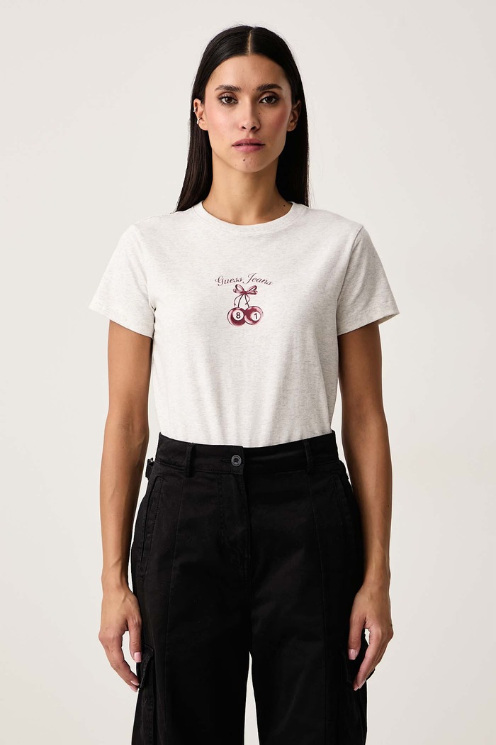 Guess Jeans T-shirt damski bawełniany z elastanem szary W6BI15.K5599