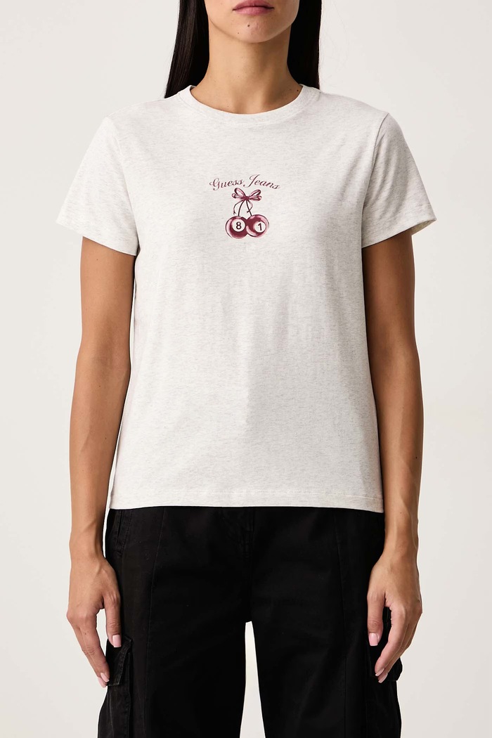 T-shirt damski bawełniany z elastanem Guess Jeans W6BI15.K5599 szary