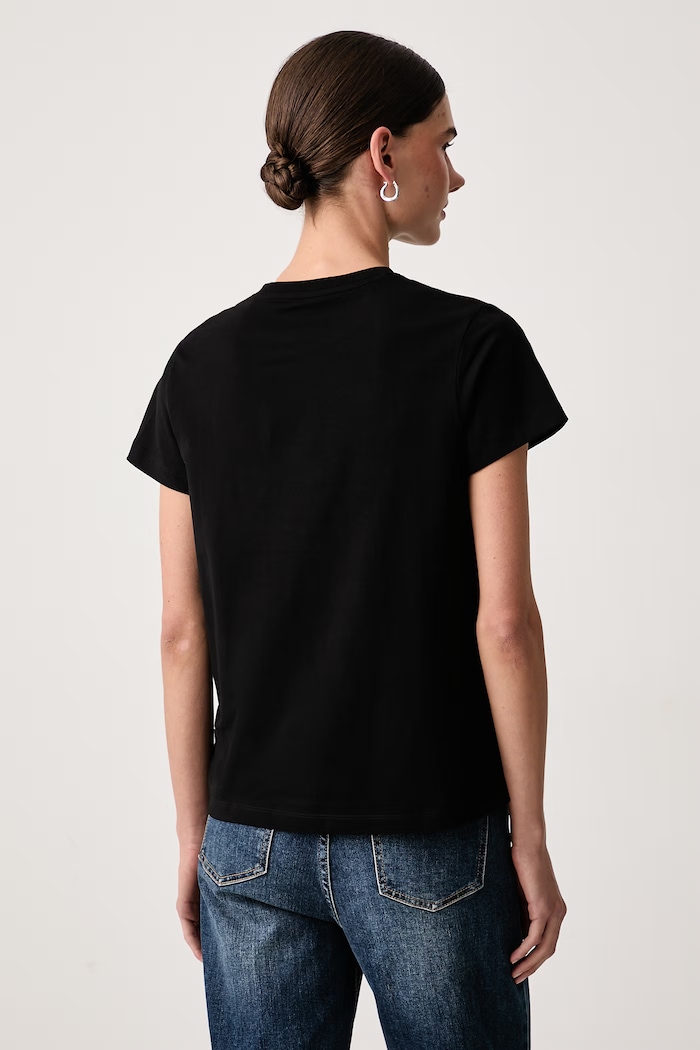 Guess Jeans T-shirt damski bawełniany z elastanem W6BI15.K5599 czarny AW26