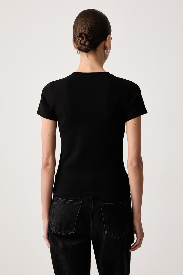 Guess Jeans T-shirt damski bawełniany z elastanem W6BI14.K5598 czarny AW26