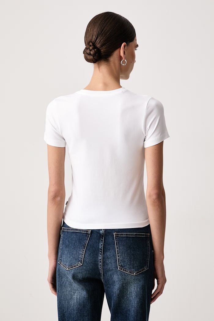 Guess Jeans T-shirt damski bawełniany z elastanem W6BI13.K5597 biały AW26
