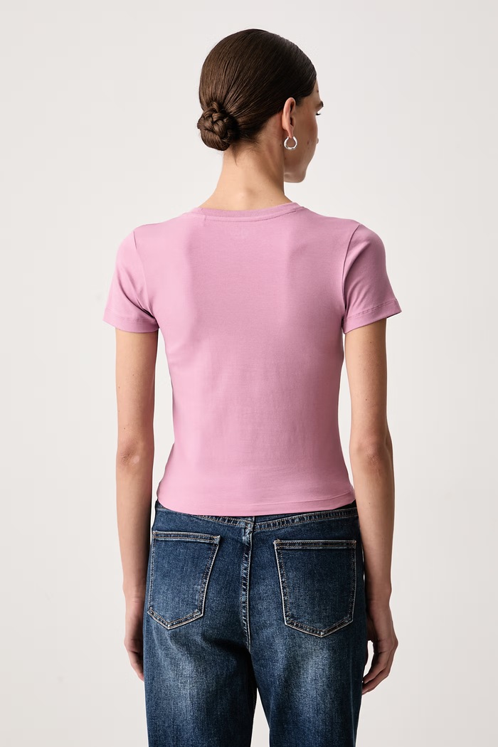 Guess Jeans T-shirt damski bawełniany z elastanem W6BI13.K5597 różowy AW26