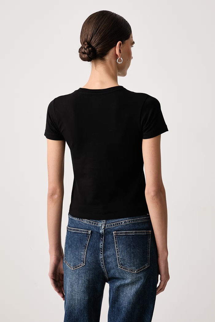 Guess Jeans T-shirt damski bawełniany z elastanem W6BI13.K5597 czarny AW26