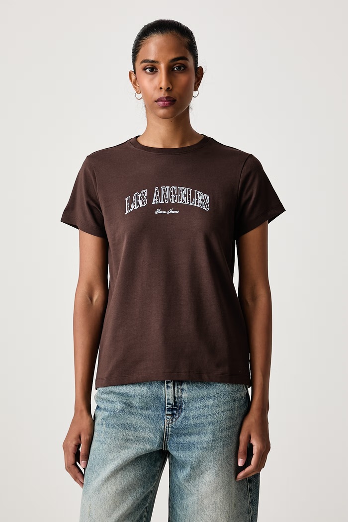 Guess Jeans T-shirt damski z bawełną brązowy W6BI09.K5310