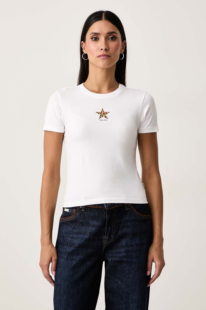 Guess Jeans Tricou pentru femei din bumbac cu elastan alb W6BI05.K5301