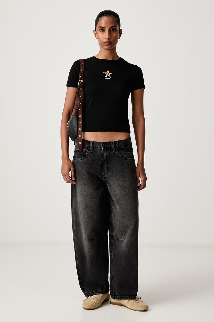 Guess Jeans T-shirt damski bawełniany z elastanem W6BI05.K5301 czarny AW26